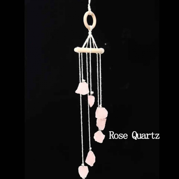 Clopotel de Vant cu Pietre Semipretioase de Cuart Roz - Armonie, Iubire si Rafinament in Ambientul Tau [4]