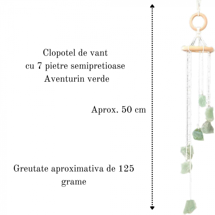 Clopotel de Vant cu Pietre Semipretioase de Aventurin Verde - Prosperitate, Armonie si Frumusete in Decorul Tau [2]