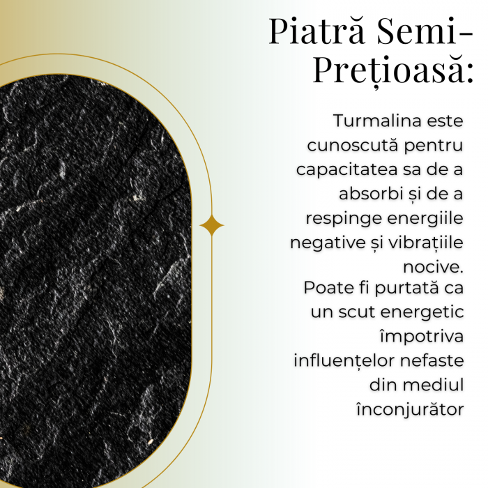 Colier Ajustabil cu Pandantiv din Turmalina neagra subtire 3-4 cm Argintiu [7]