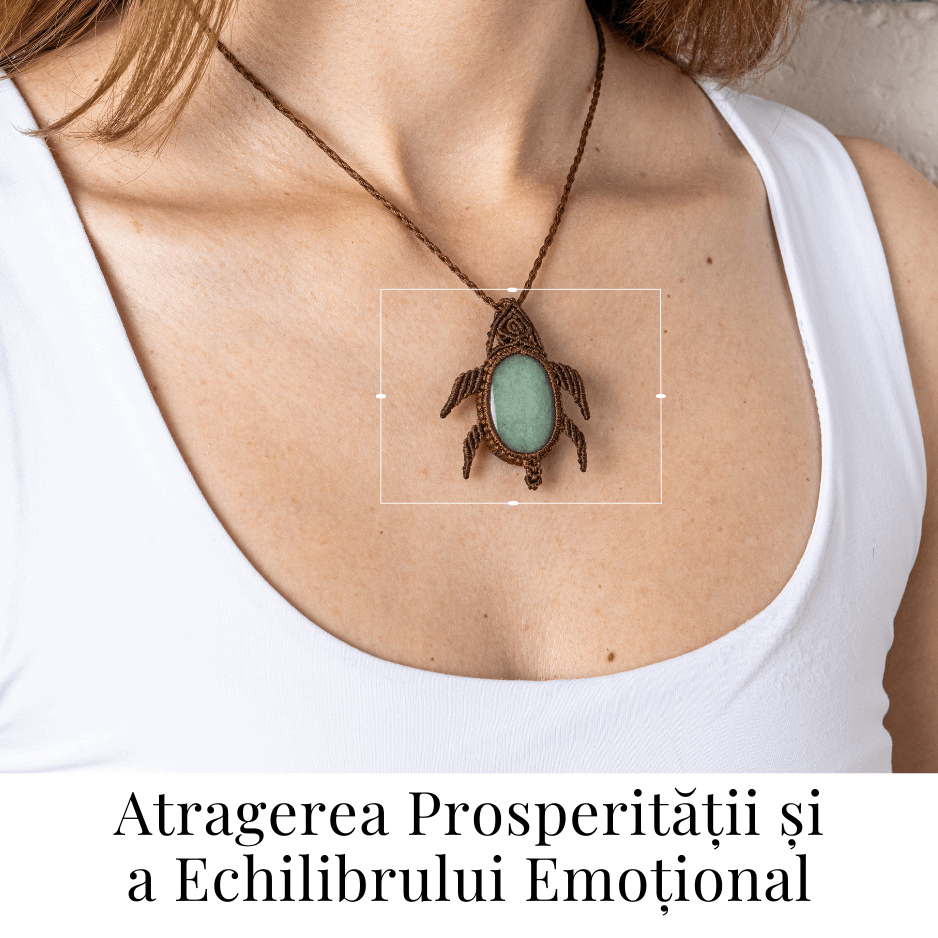 Colier Ajustabil Handmade cu Cristal de Aventurin Verde in Broscuta Impletita [2]