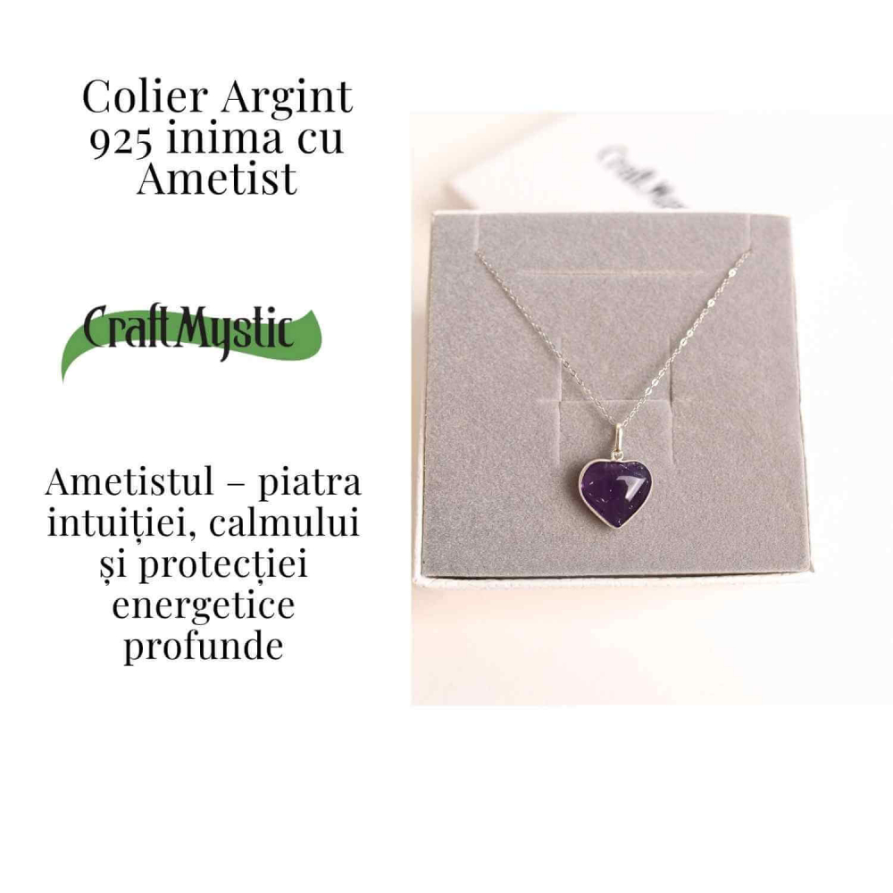 Liniste si Intuitie Profunda – Colier Inima cu Ametist si Argint 925 [3]