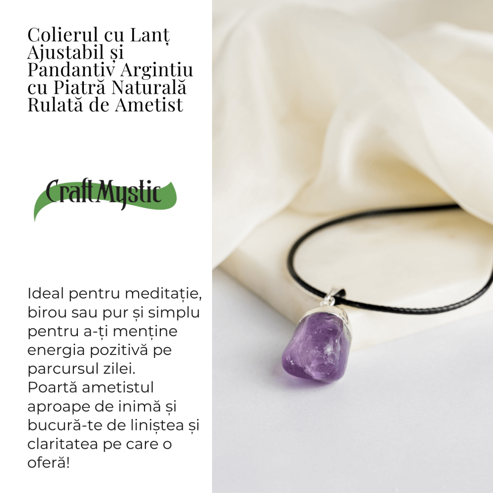 Colier cu Piatra Rulata de Ametist Natural – Calm si Protectie Spirituala [3]