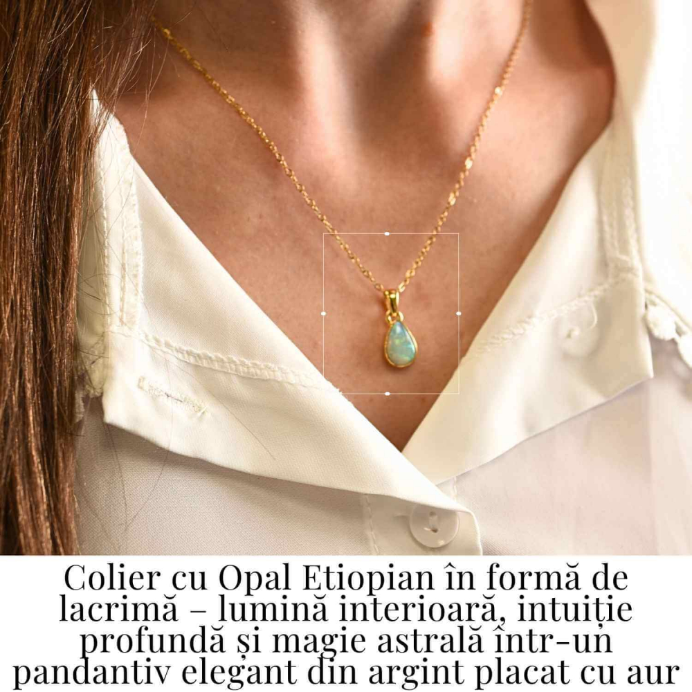 Colier Argint 925 Aur 18K cu Opal Etiopian Lacrima – Intuitie si Claritate [2]
