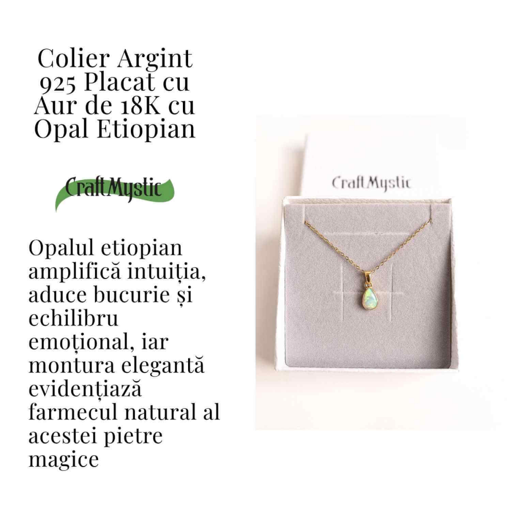 Colier Argint 925 Aur 18K cu Opal Etiopian Lacrima – Intuitie si Claritate [3]