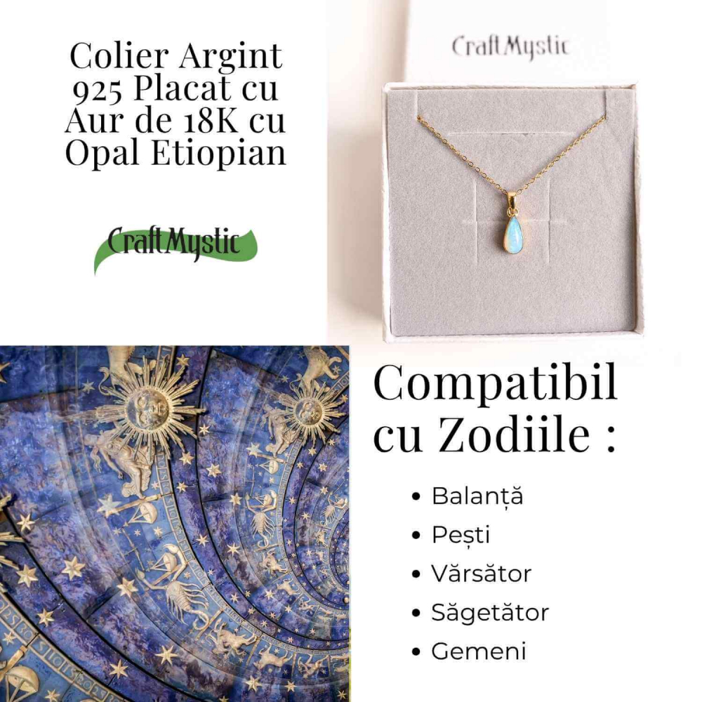 Colier Argint 925 Aur 18K cu Opal Etiopian Lacrima – Intuitie si Claritate [9]