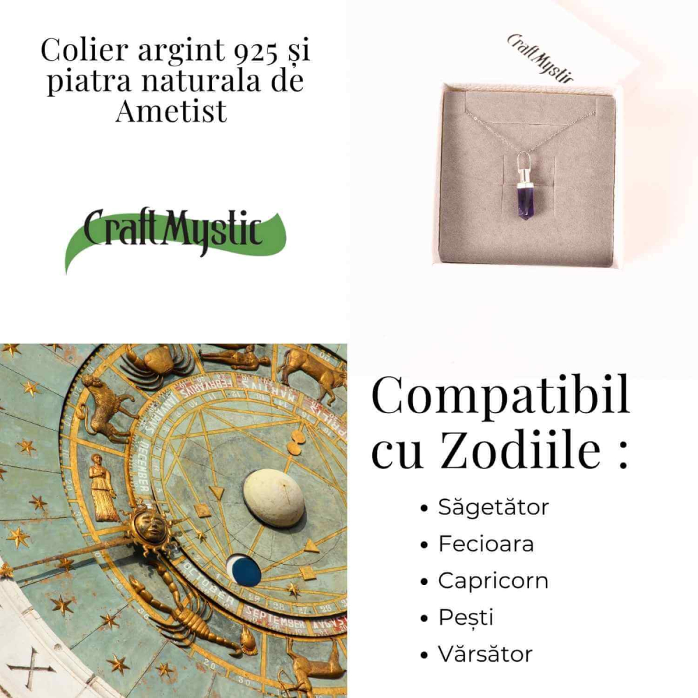 Colier Argint 925 cu Ametist Natural – Claritate, Liniste si Protectie Spirituala [5]