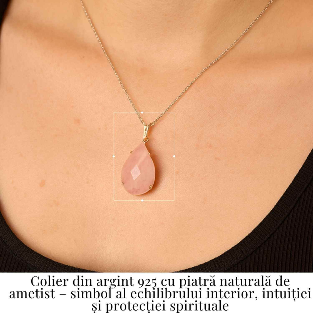Colier Argint 925 cu Ametist Lacrima fatetat– Claritate, Protectie si Liniste Spirituala [2]