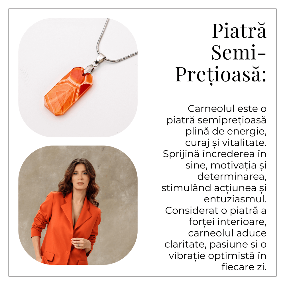 Colier Titanium cu Carneol Natural Dreptunghiular – Energie, Curaj si Vitalitate [6]