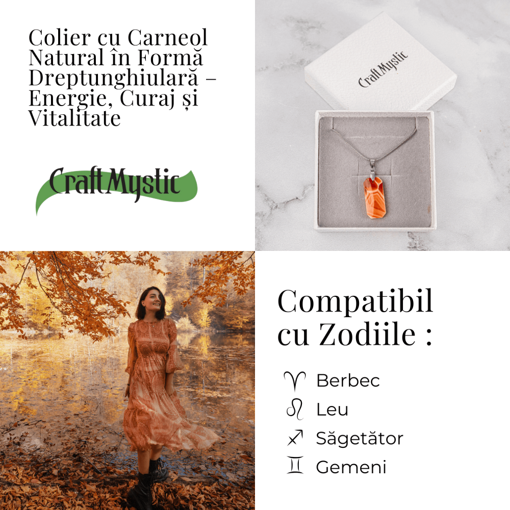 Colier Titanium cu Carneol Natural Dreptunghiular – Energie, Curaj si Vitalitate [4]