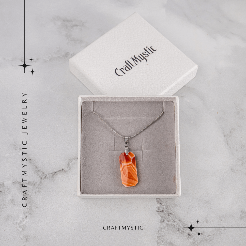 Colier Titanium cu Carneol Natural Dreptunghiular – Energie, Curaj si Vitalitate [7]