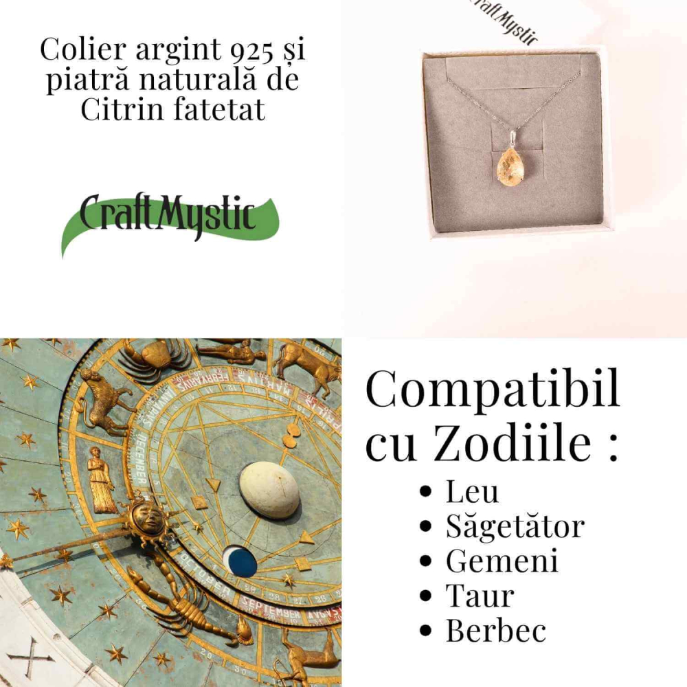 Colier Argint 925 cu Citrin Lacrima – Lumina, Prosperitate si Energie Pozitiva [5]
