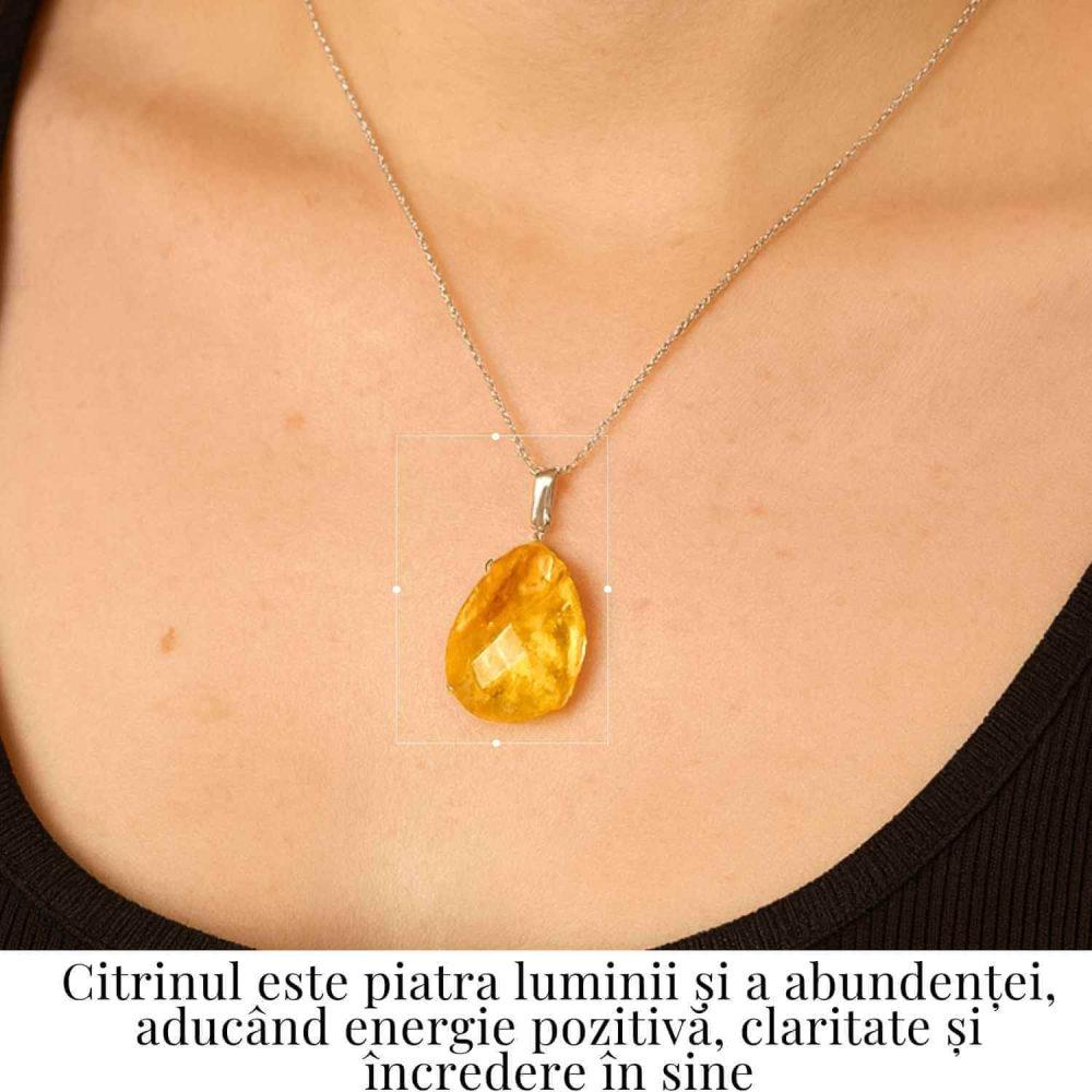 Colier Argint 925 cu Citrin Lacrima – Lumina, Prosperitate si Energie Pozitiva [2]