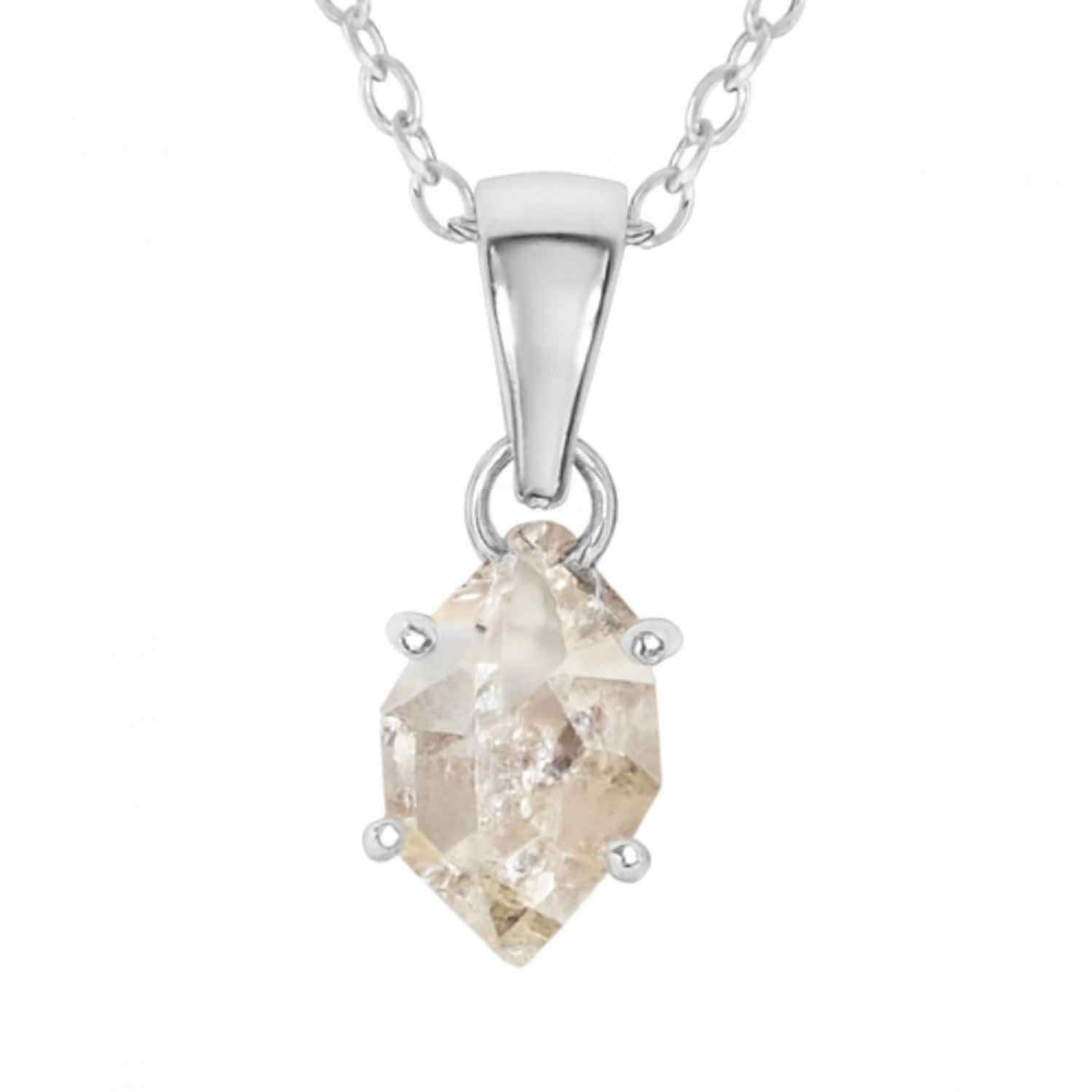 Colier Argint 925 cu Cristal Herkimer ,   Lumina Interioara si Claritate Divina
