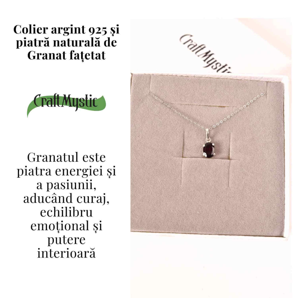Colier Argint 925 cu Granat Oval fatetat– Pasiune, Curaj si Energie Interioara [3]