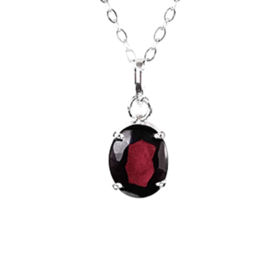 Colier Argint 925 cu Granat Oval fatetat,   Pasiune, Curaj si Energie Interioara