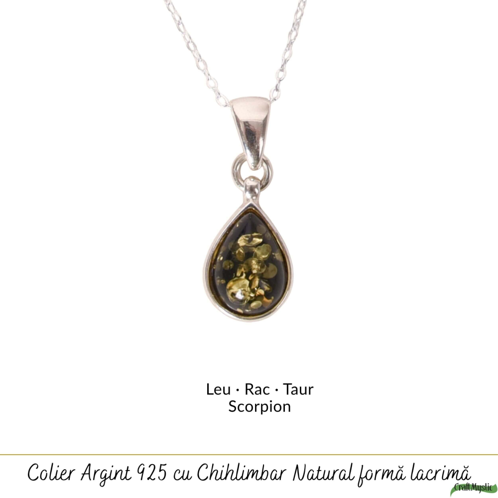 Colier argint 925 cu lacrima si chihlimbar verde – Energie solara si vitalitate [5]