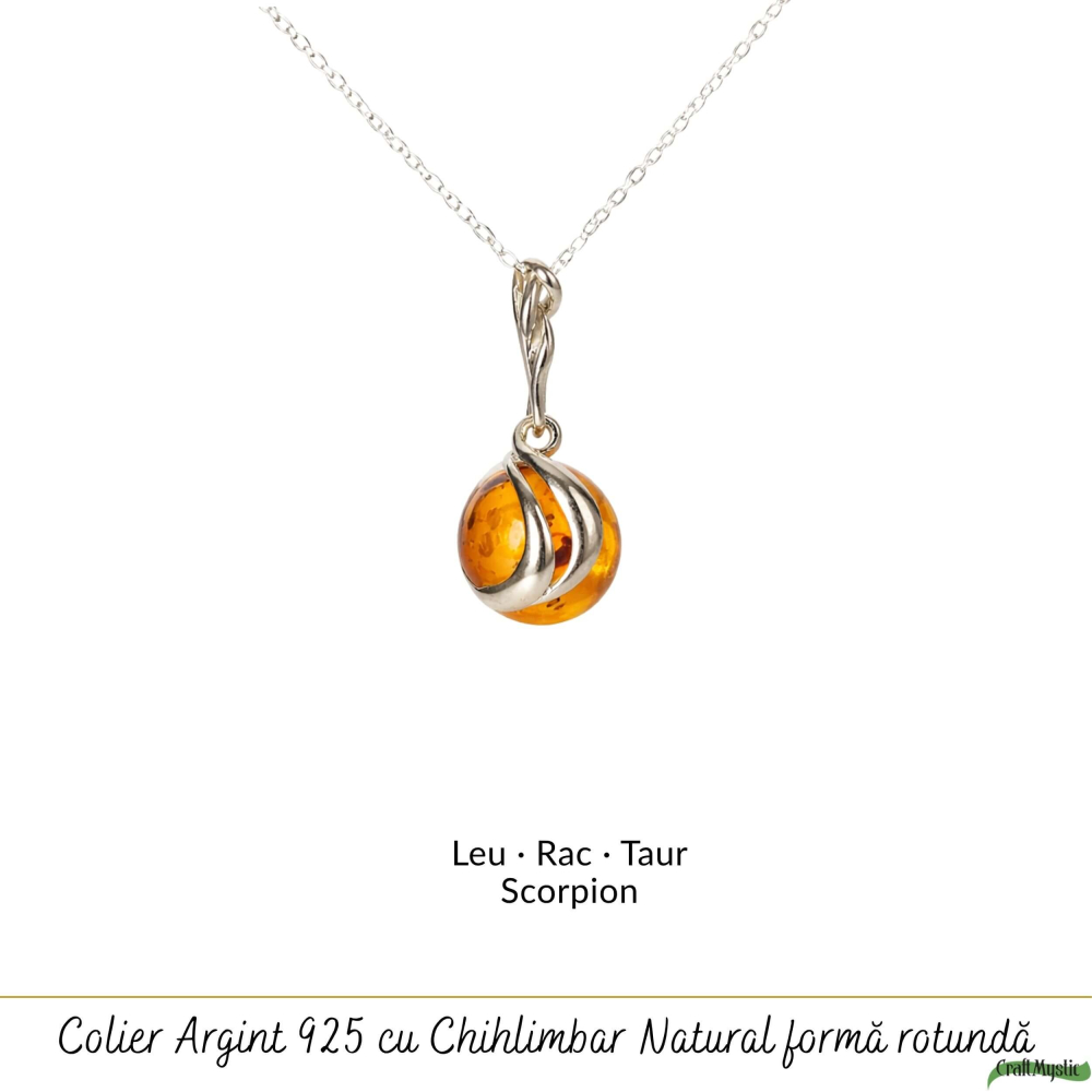 Colier argint 925 rotund cu chihlimbar natural – Energie solara si echilibru [5]