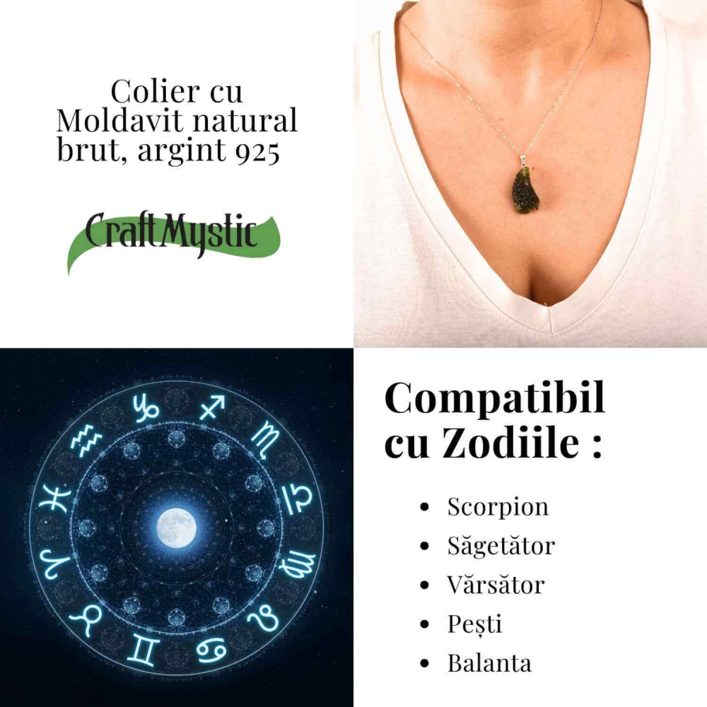 Colier Argint 925 cu Moldavit natural brut 3.8 g – prezenta, sens si spatiu pentru tine [6]