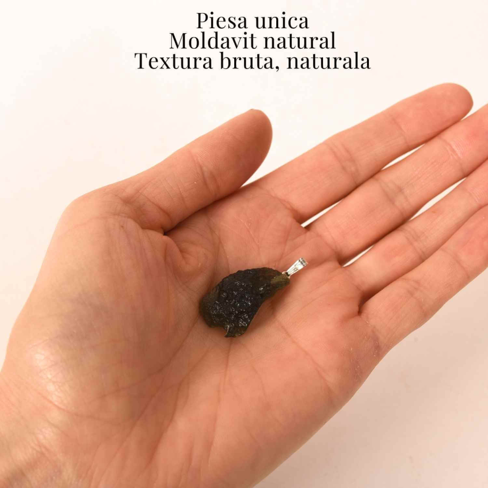 Colier Argint 925 cu Moldavit natural brut 3.8 g – prezenta, sens si spatiu pentru tine [4]