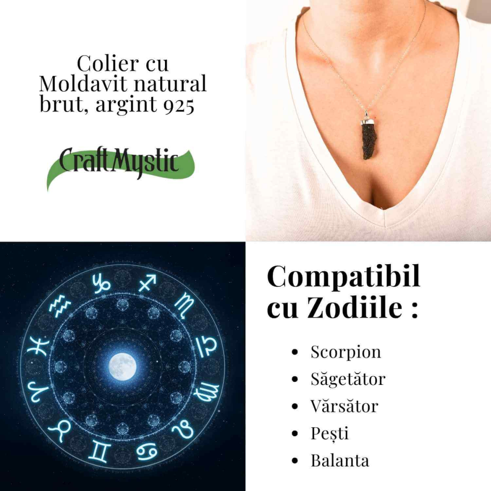 Colier Argint 925 cu Moldavit natural brut 3.8 g – laritate Interioara si Transformare Blanda [5]