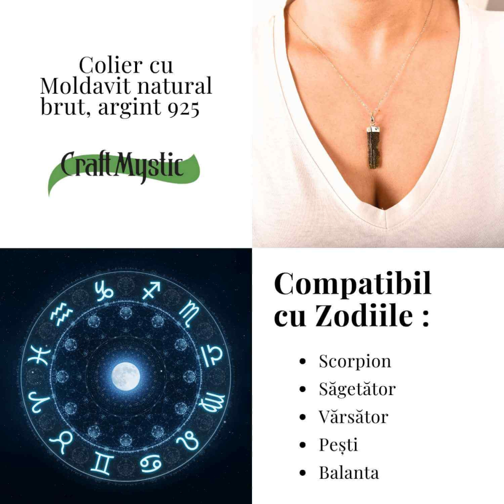 Colier Argint 925 cu Moldavit natural brut 2.9 g – Prezenta si Calm in Ritualul Zilnic [5]