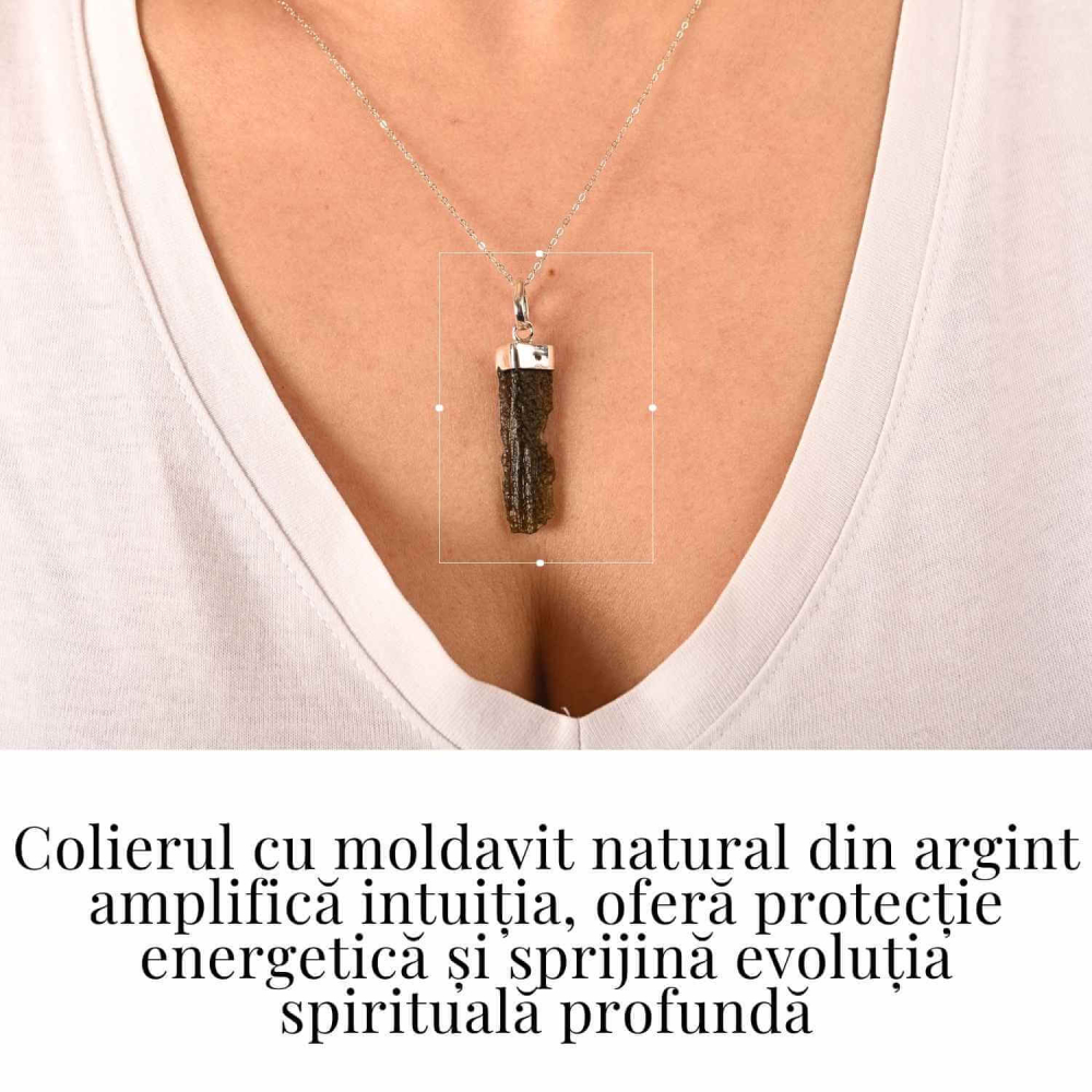 Colier Argint 925 cu Moldavit natural brut 2.9 g – Prezenta si Calm in Ritualul Zilnic [2]