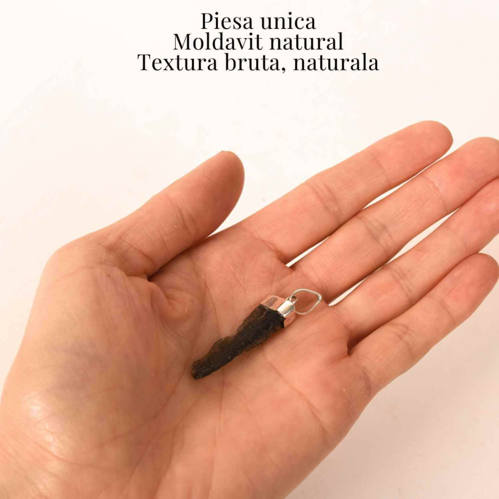 Colier Argint 925 cu Moldavit natural brut 2.9 g – Prezenta si Calm in Ritualul Zilnic [6]