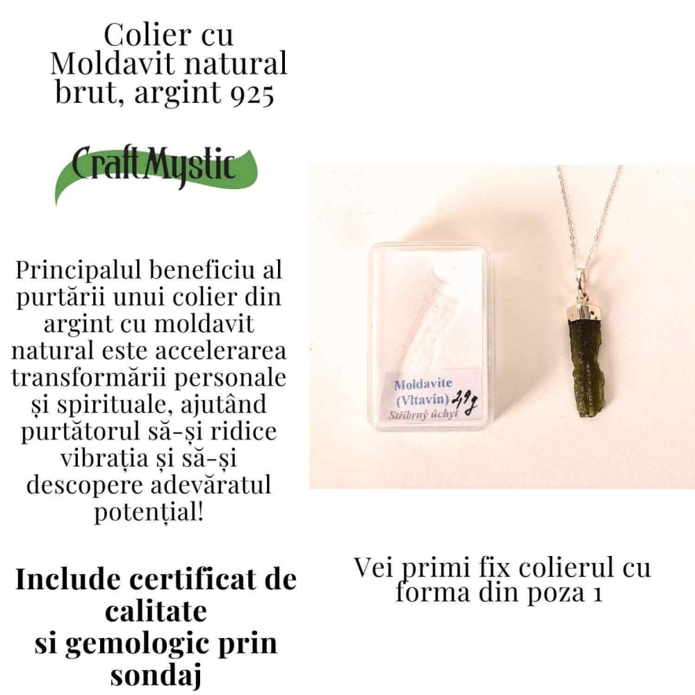 Colier Argint 925 cu Moldavit natural brut 2.9 g – Prezenta si Calm in Ritualul Zilnic [3]