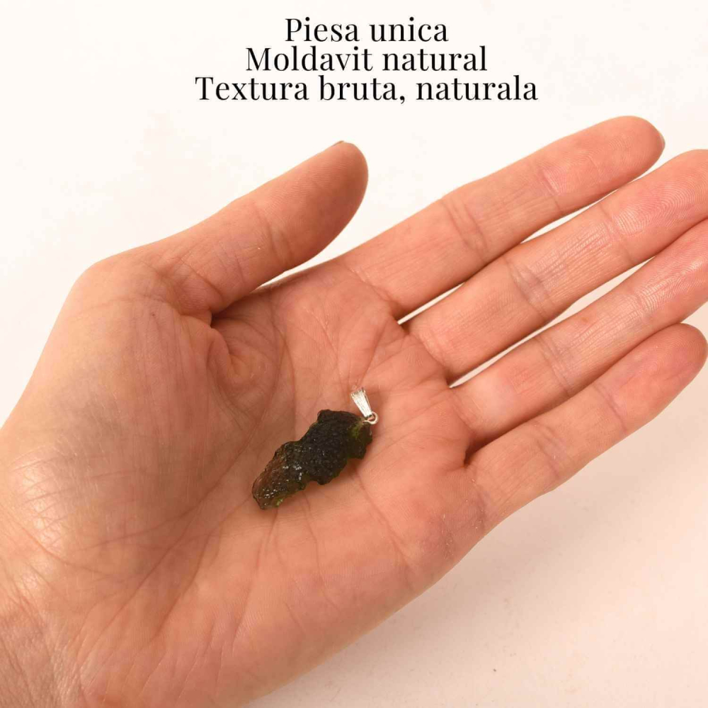 Colier Argint 925 cu Moldavit natural brut 2.9 g – echilibru emotional si prezenta in ritmul tau [3]