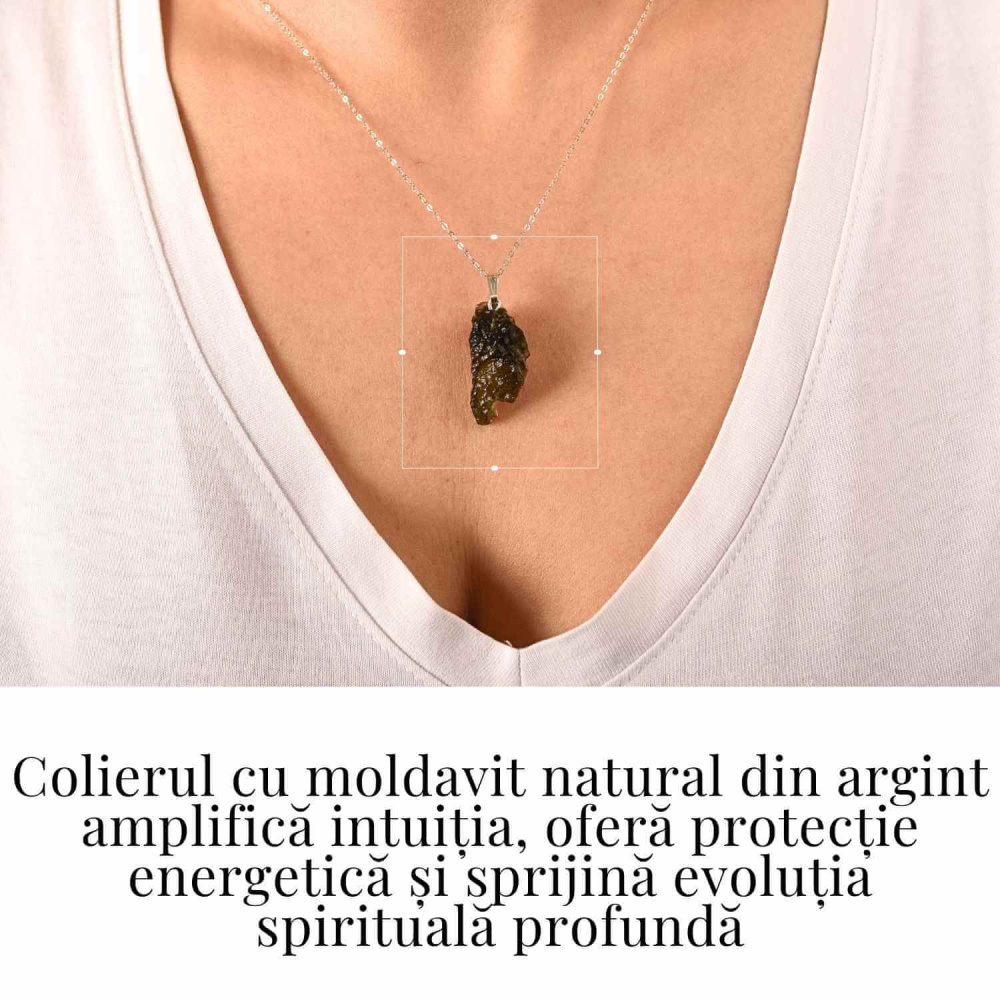 Colier Argint 925 cu Moldavit natural brut 2.8 g – simbol al schimbarii asumate si al echilibrului [2]