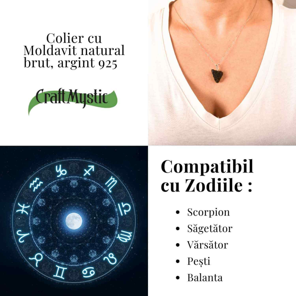 Colier Argint 925 cu Moldavit natural brut 2.7 g – claritate emotionala si conectare cu intentiile tale [6]