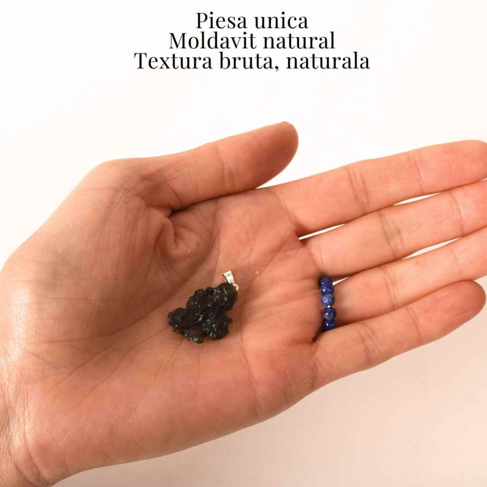 Colier Argint 925 cu Moldavit natural brut 2.6 g – o piatra a schimbarii blande si a claritatii interioare [6]