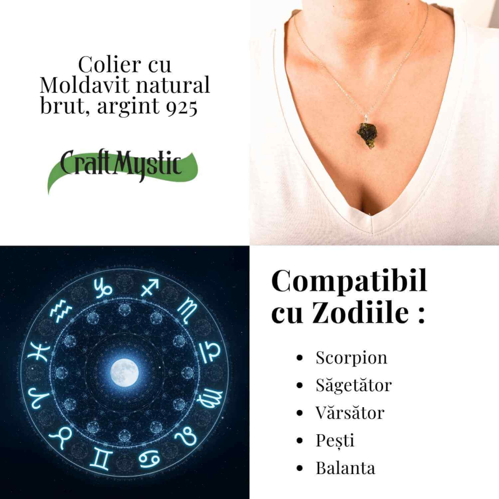 Colier Argint 925 cu Moldavit natural brut 2.7 g – laritate interioara pentru momente de transformare constienta [5]