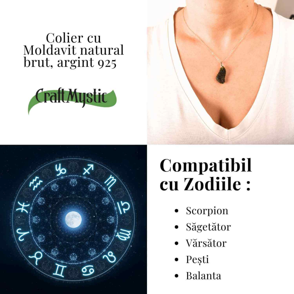 Colier Argint 925 cu Moldavit natural brut 2.7 g – un obiect cu sens pentru claritate si autoobservare [6]