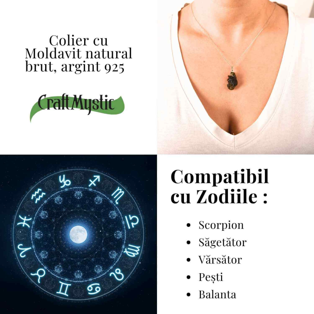 Colier Argint 925 cu Moldavit natural brut 3.0 g – sprijin discret pentru reflectie si calm [6]