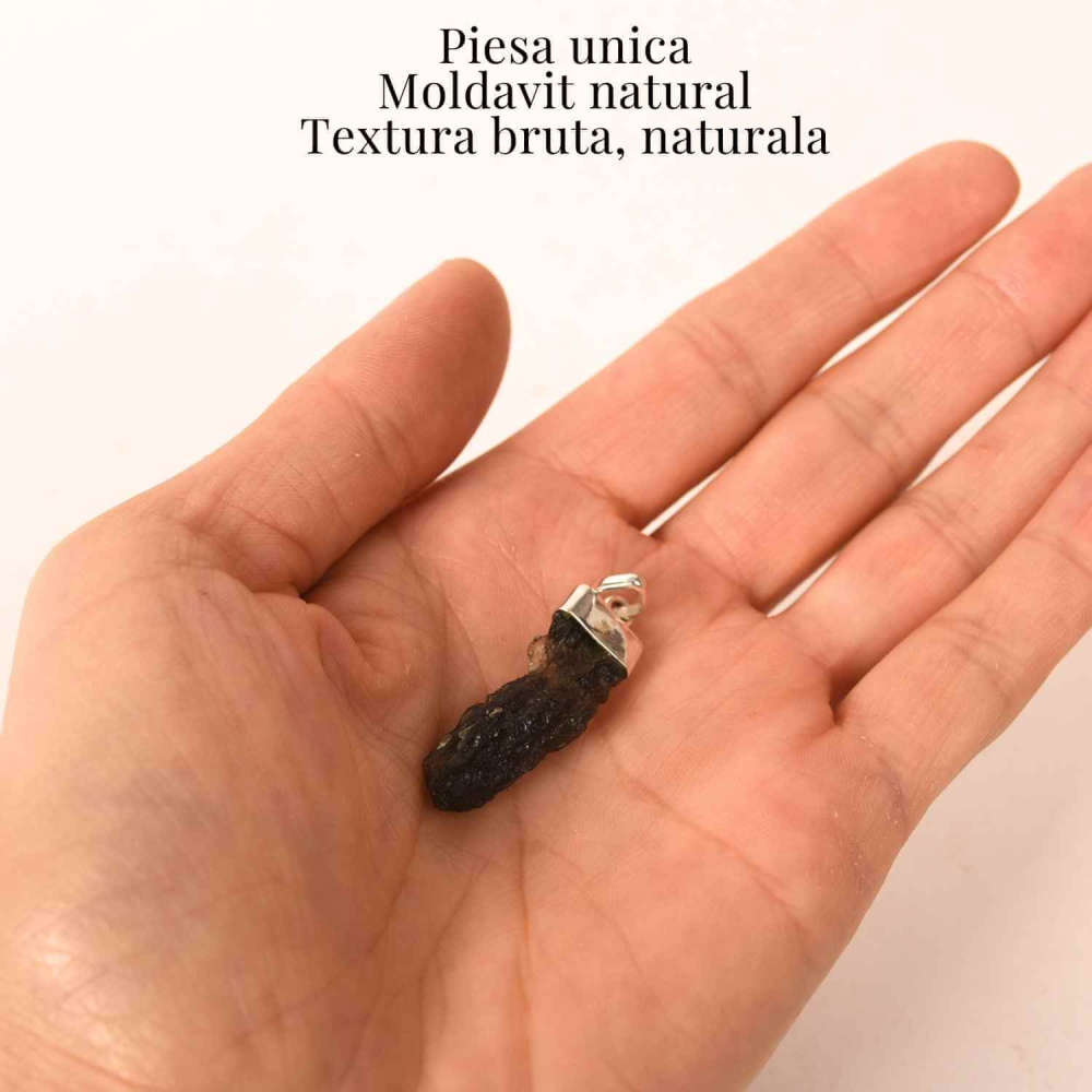 Colier Argint 925 cu Moldavit natural brut 2.7 g – Obiect cu Energie de Reannoire si Claritate Personala [6]