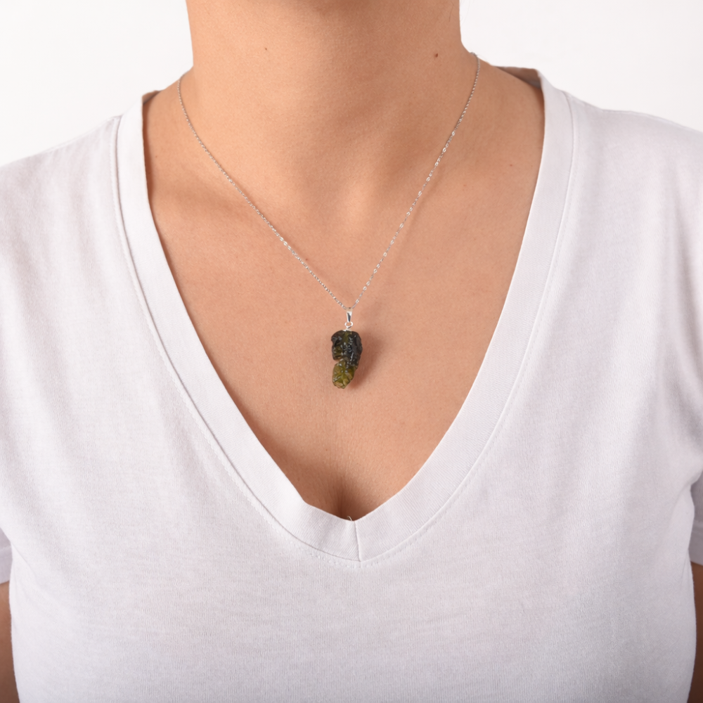 Colier Argint 925 cu Moldavit natural brut 2.36 g | CraftMystic [2]
