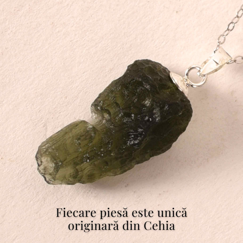 Colier Argint 925 cu Moldavit natural brut 2.36 g | CraftMystic [7]