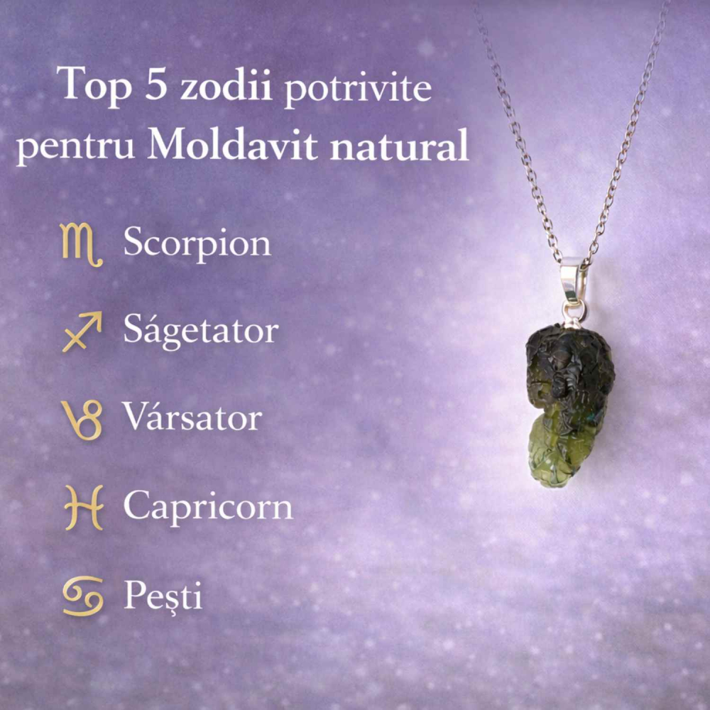 Colier Argint 925 cu Moldavit natural brut 2.36 g | CraftMystic [5]