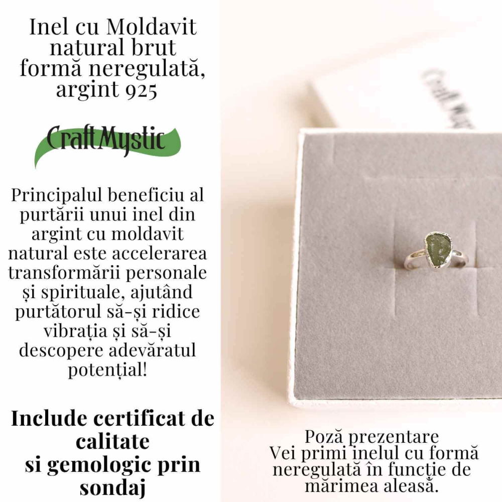Inel argint 925 cu Moldavit natural - forma neregulata [6]