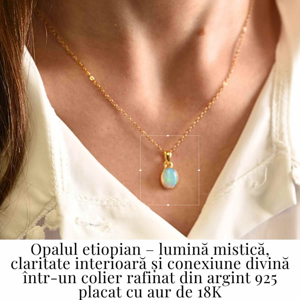 Colier Argint 925 Aur 18K cu Opal Etiopian – Claritate si Intuitie [2]
