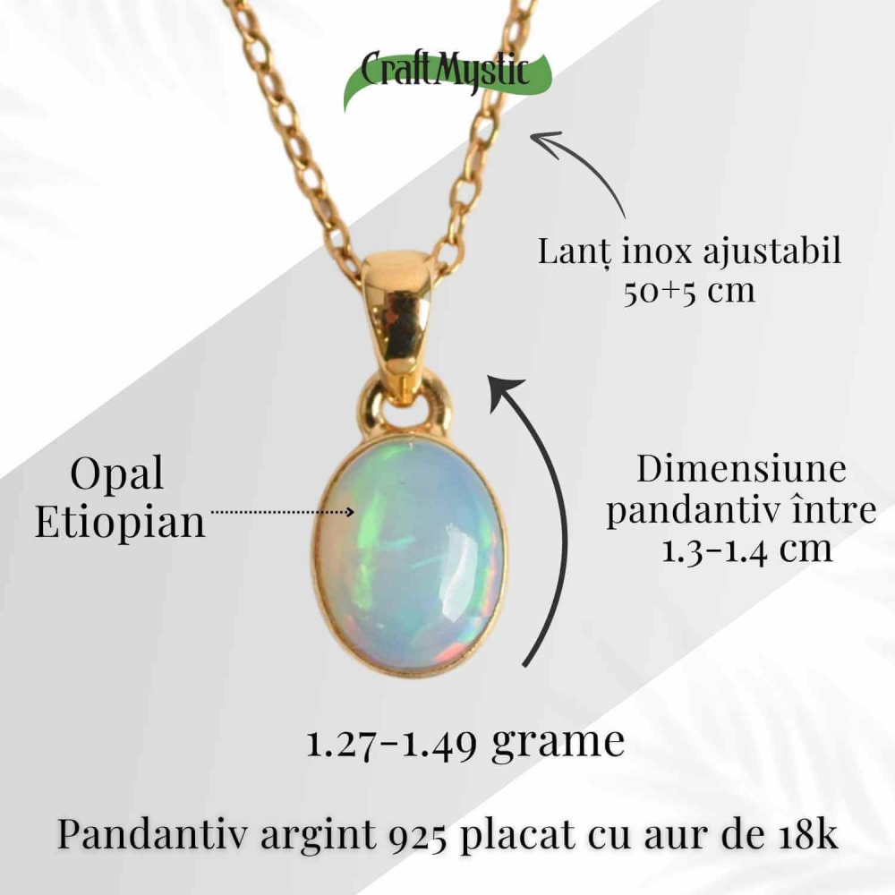 Colier Argint 925 Aur 18K cu Opal Etiopian – Claritate si Intuitie [5]