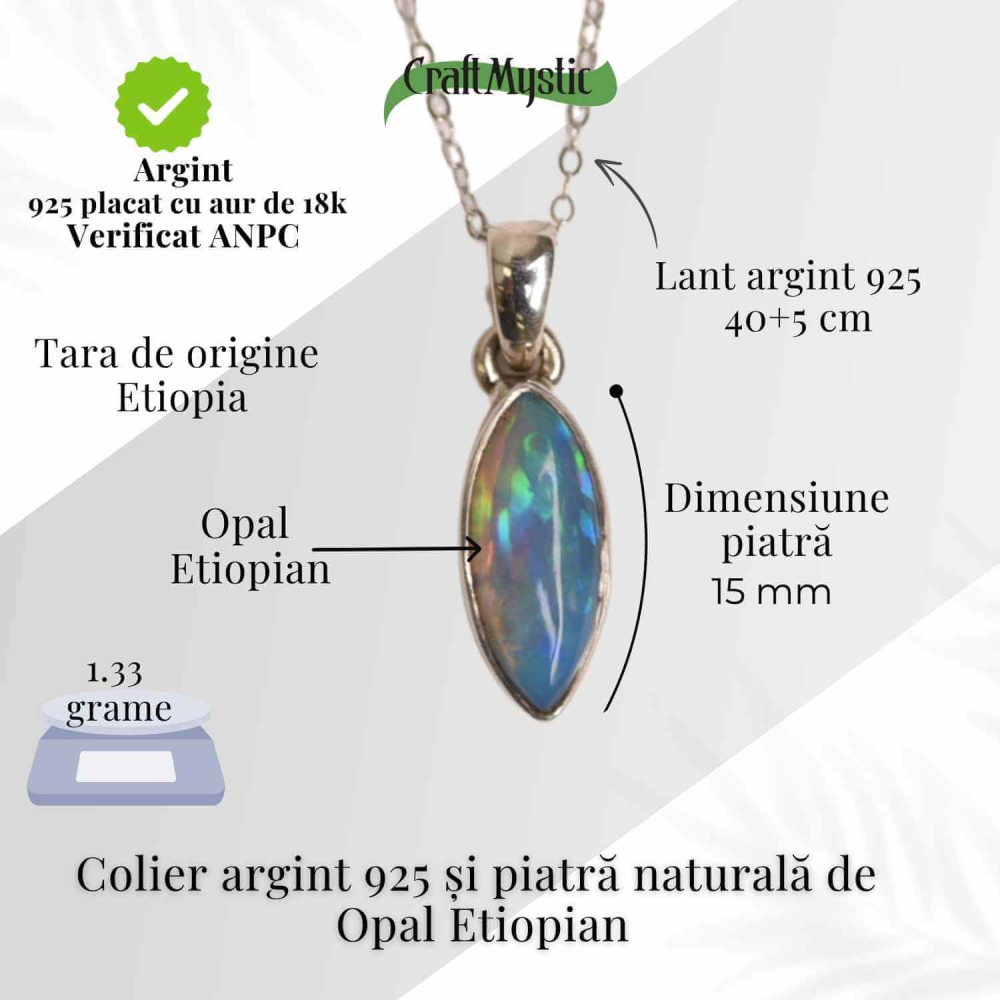 Colier argint 925 cu Opal Etiopian forma delica – Lumina sufletului in miscare [4]