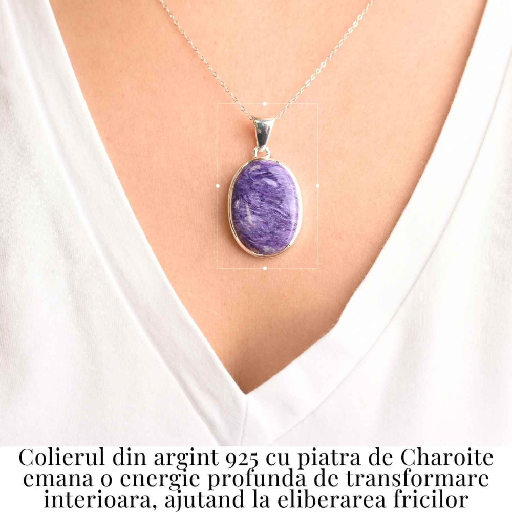 Colier Argint 925 cu Charoite Ovala – Transformare Spirituala si Curaj Interior [2]
