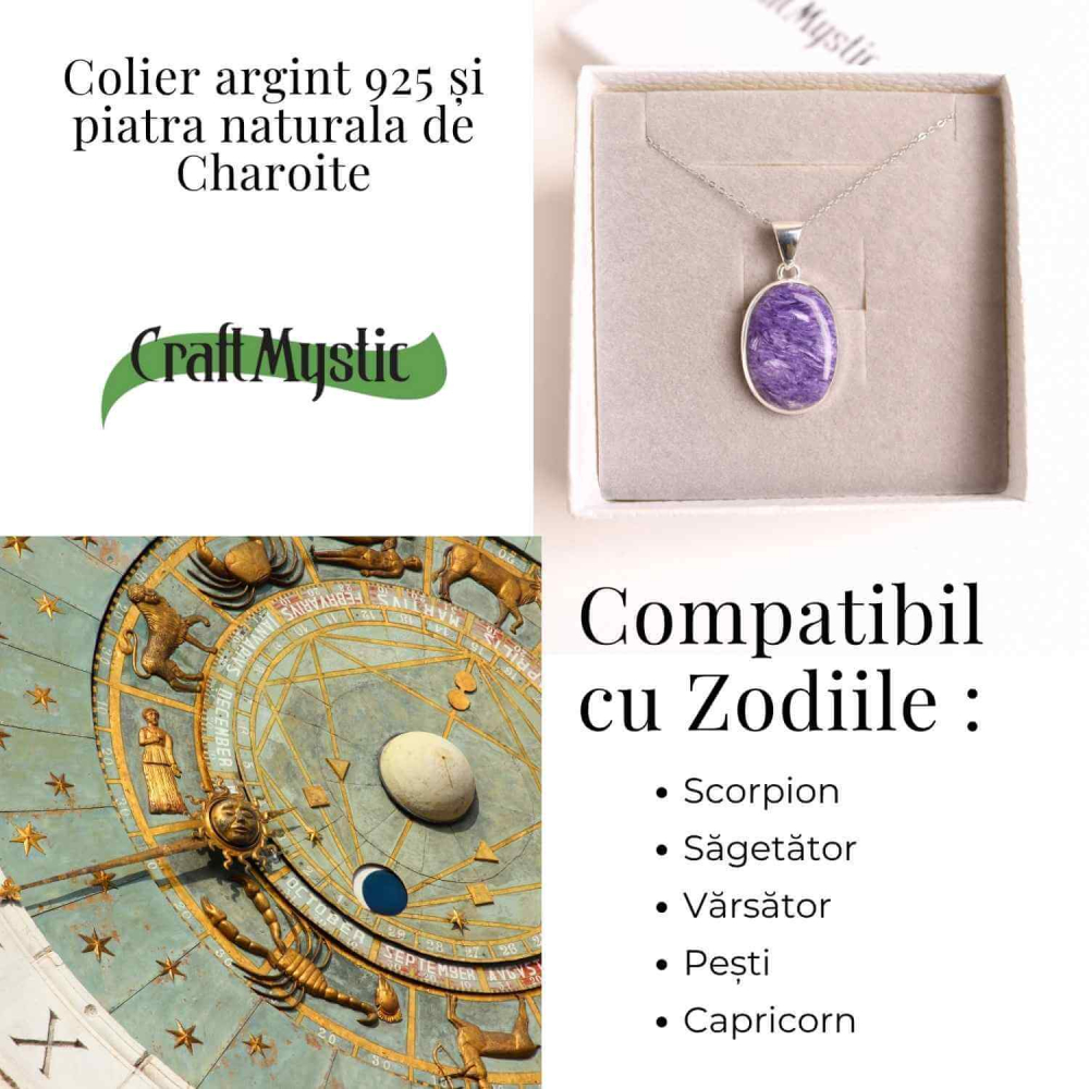 Colier Argint 925 cu Charoite Ovala – Transformare Spirituala si Curaj Interior [5]