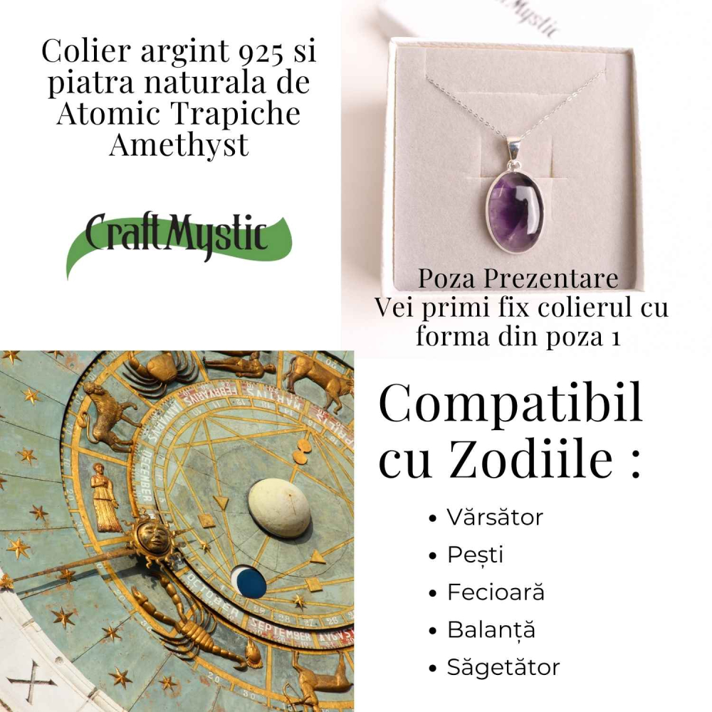 Colier argint 925 cu piatra naturala Atomic Trapiche Amethyst dreptunghiular – Claritate si Echilibru Divin [4]
