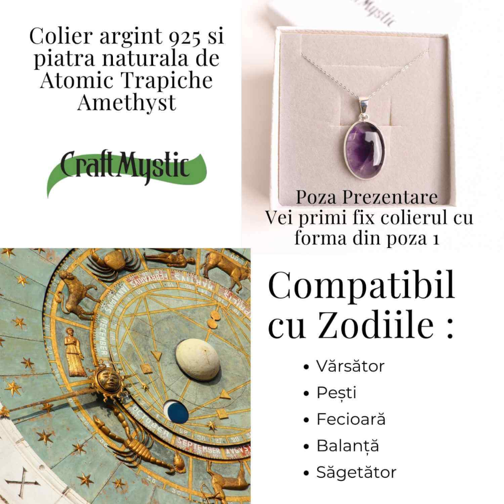 Colier argint 925 cu piatra naturala Atomic Trapiche Amethyst forma marquise – Intuitie si Protectie Spirituala [5]
