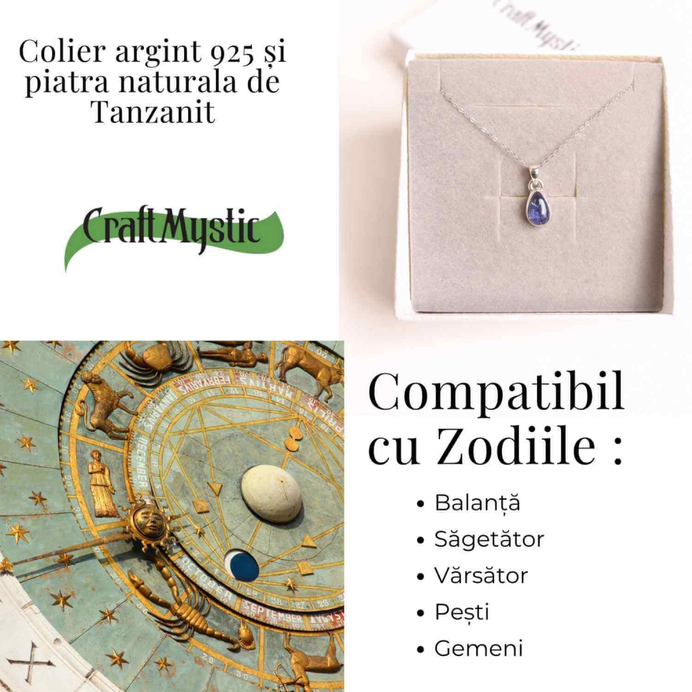 Colier argint 925 cu piatra naturala Tanzanit lacrima – Claritate, Intuitie si Renastere Interioara [4]