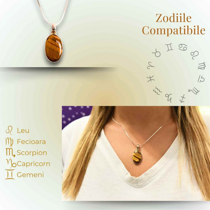 Colier Argint 925 - Ochi de Tigru Natural pentru Incredere [3]