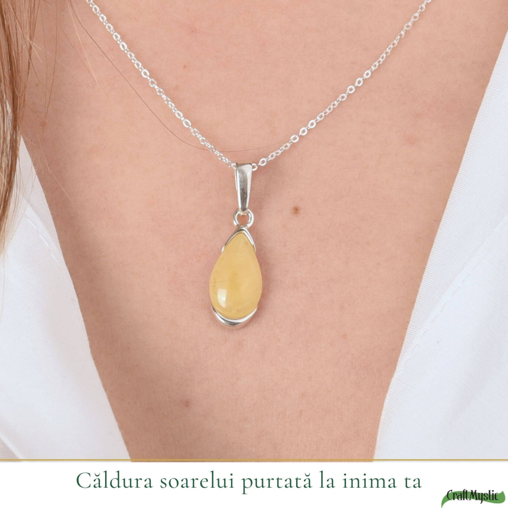 Colier argint 925 cu lacrima si chihlimbar galben – Energie solara si vitalitate [2]